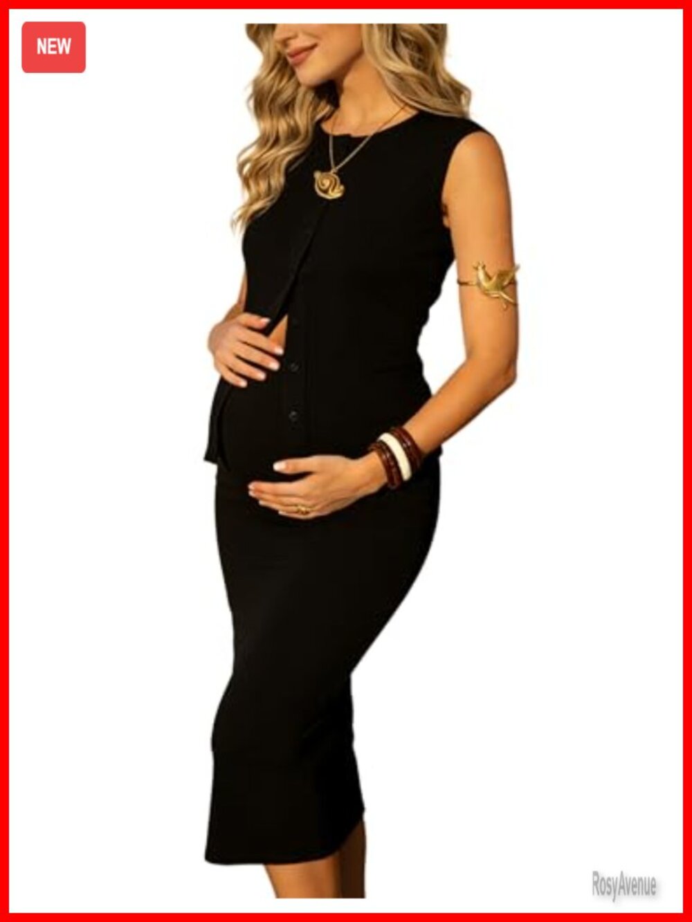 Maternity 2 Piece Lounge Set Tank Top Maxi Skirt Sleeveless Viscose